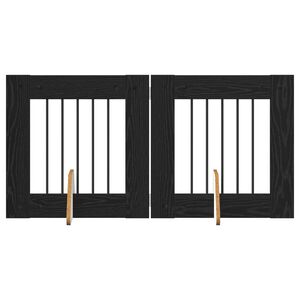 vidaXL Puerta de perro con soportes 2 pcs Roble Negro 60 x 60 cm