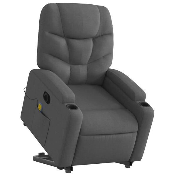 vidaXL Sill&oacute;n de masaje el&eacute;ctrico reclinable elevable tela gris oscuro