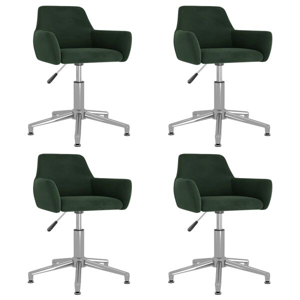 vidaXL Sillas de comedor giratorias 4 unidades terciopelo verde oscuro