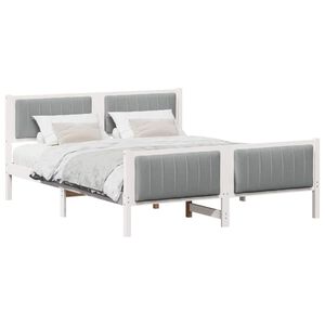 vidaXL Estructura de cama con cabecera y gris claro 150 x 200 cm