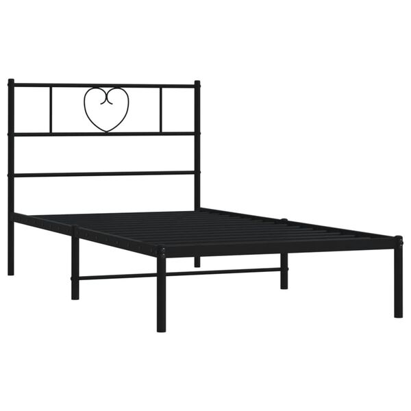 vidaXL Estructura cama sin colch&oacute;n con cabecero metal negro 107x203 cm