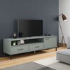 vidaXL Mueble de TV con patas de metal OSLO madera maciza pino gris