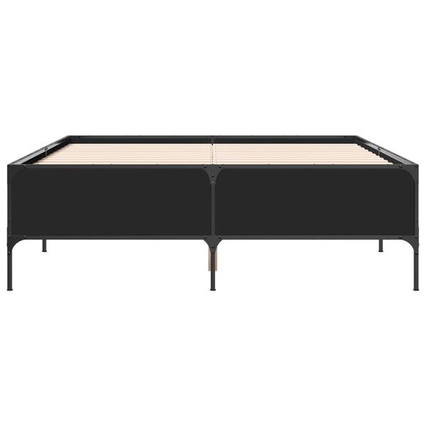vidaXL Estructura de cama madera de ingenier&iacute;a y metal negro 150x200cm