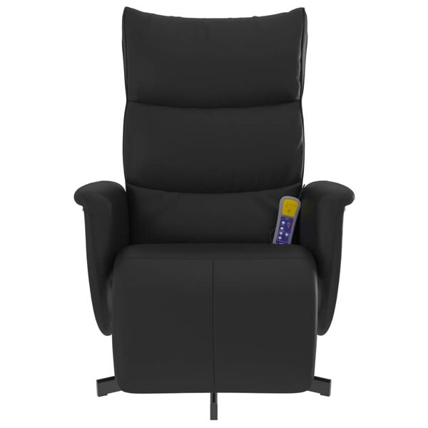 vidaXL Sillón reclinable masaje con reposapiés cuero sintético negro