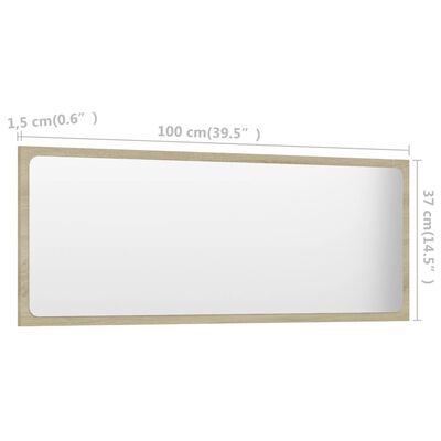 vidaXL Espejo de baño madera contrachapada color roble 100x1,5x37 cm