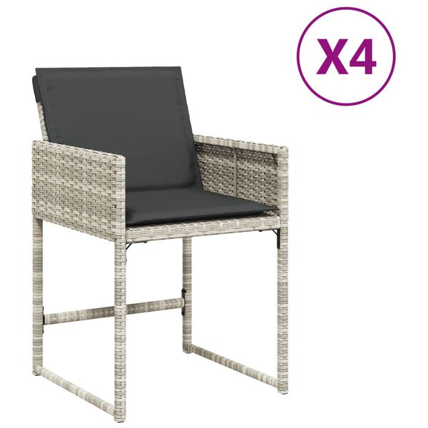 vidaXL Sillones de jard&iacute;n con cojines 4 uds rat&aacute;n sint&eacute;tico gris claro