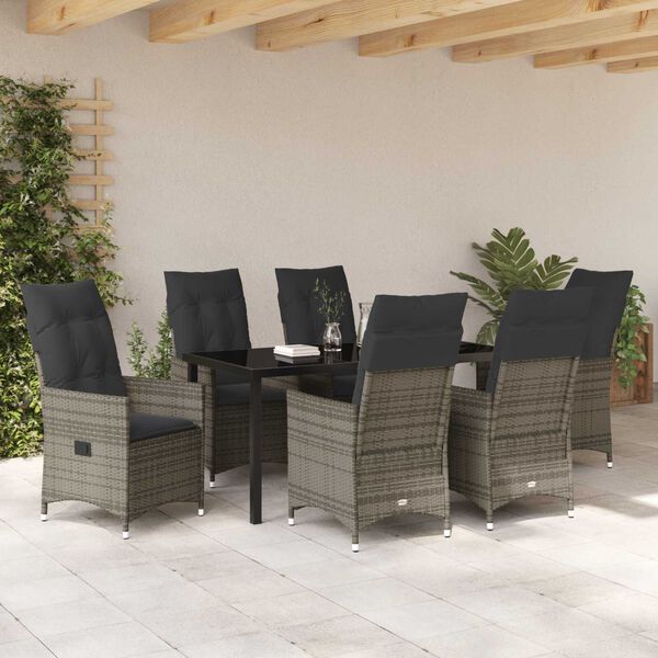 vidaXL Conjunto de Comedor de Jardín 7 pcs Gris ratán sintético