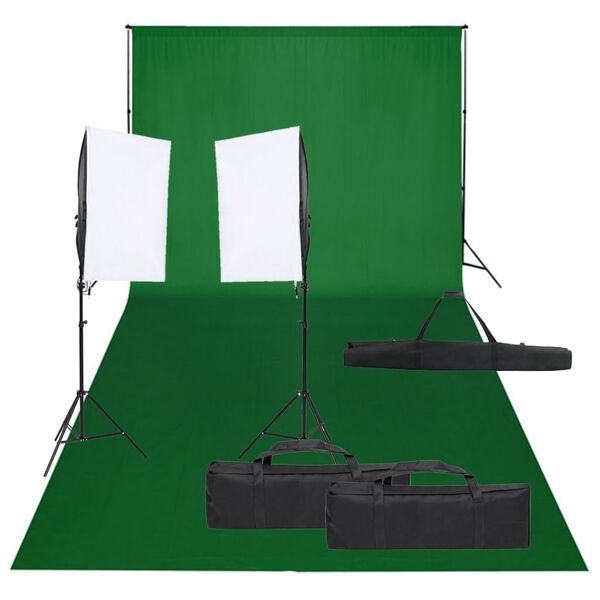 vidaXL Kit de estudio fotográfico con set de luces y fondo