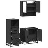 vidaXL Juego de muebles de ba&ntilde;o 3 pzas madera contrachapada negro