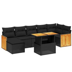 vidaXL Set sof&aacute;s jard&iacute;n y cojines 8 pzas rat&aacute;n sint&eacute;tico acacia beige