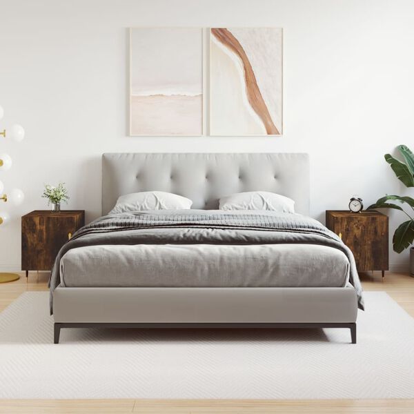 vidaXL Mesitas noche 2 uds madera ingenier&iacute;a roble ahumado 40x40x50 cm