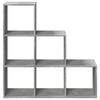 vidaXL Librer&iacute;a divisor 3 niveles madera gris hormig&oacute;n 99x29x99 cm