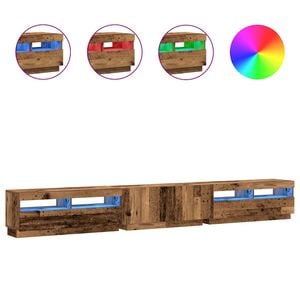 vidaXL Mueble TV luces LED madera ingenier&iacute;a envejecida 300x35x40 cm