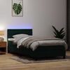 vidaXL Cama box spring con colch&oacute;n y LED terciopelo verde oscuro 80x220 cm
