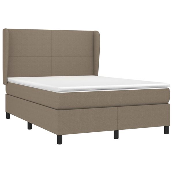 vidaXL Cama box spring con colch&oacute;n tela gris taupe 140x190 cm