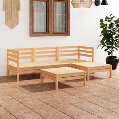 vidaXL Juego de muebles de jardín 5 piezas madera de pino maciza