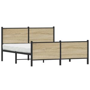 vidaXL Estructura de cama sin colch&oacute;n metal roble Sonoma 150x200 cm