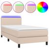 vidaXL Cama box spring colch&oacute;n LED cuero sint&eacute;tico capuchino 90x200 cm