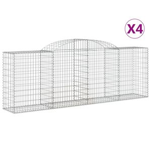 vidaXL Cestas de gaviones 4 uds forma de arco hierro 300x50x100/120 cm