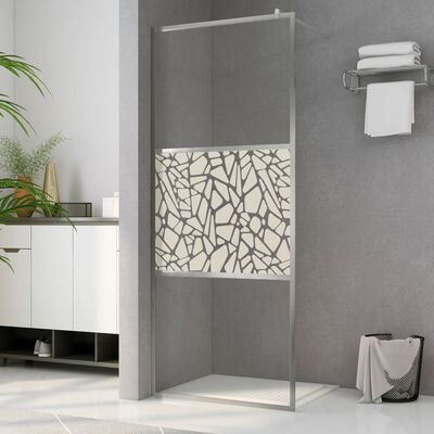vidaXL Mampara de ducha accesible vidrio ESG diseño piedras 115x195 cm