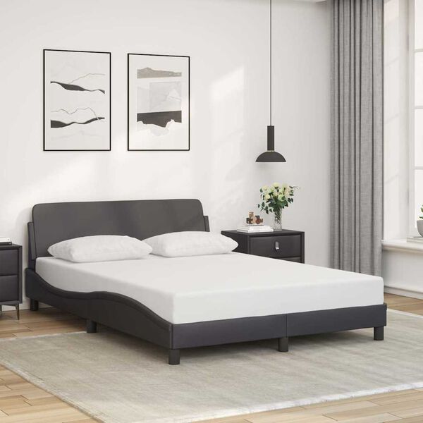 vidaXL Estructura de cama Dover cuero sint&eacute;tico gris 140x200 cm