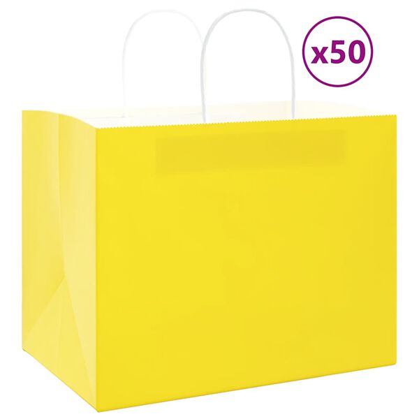 vidaXL Bolsas de papel con asas 50 uds amarillas 32x22x24 cm