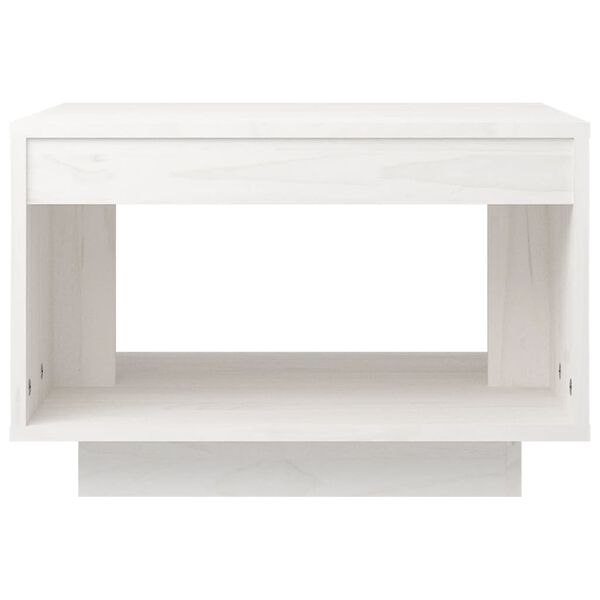 vidaXL Mesa de centro de madera maciza de pino blanco 50x50x33,5 cm