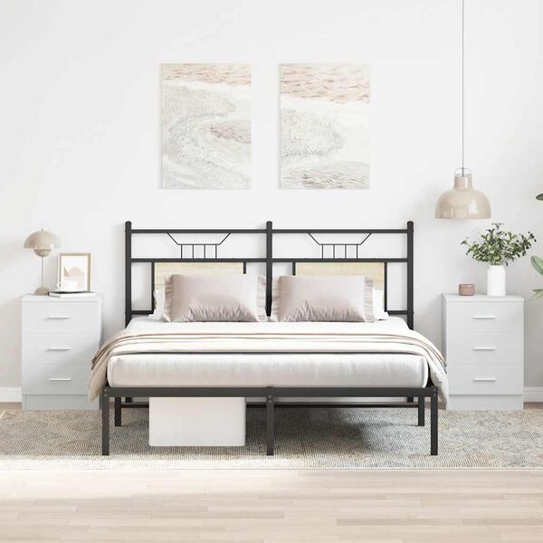 vidaXL Mesitas de noche 2 uds madera contrachapada blanco 38x35x56 cm