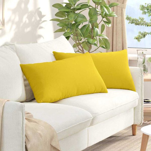vidaXL Cojines de sof&aacute; 2 pcs Amarillo Claro 80 x 40 cm tela
