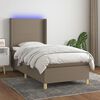 vidaXL Cama box spring colch&oacute;n y luces LED tela gris taupe 100x200 cm