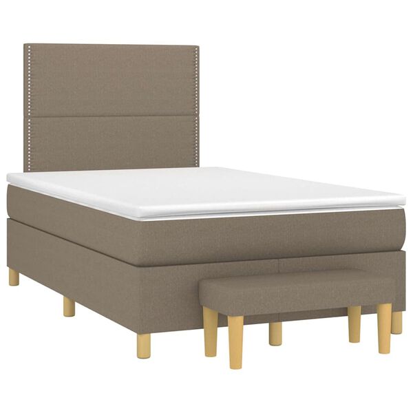 vidaXL Cama box spring con colch&oacute;n tela gris taupe 120x190 cm