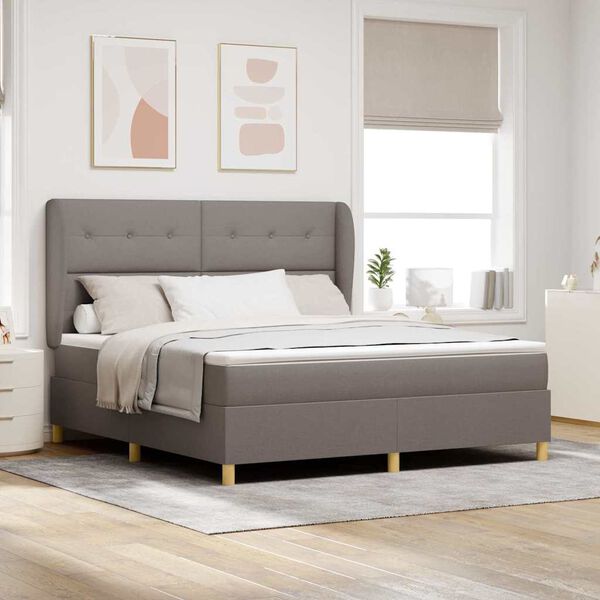 vidaXL Cama con Somier y Colch&oacute;n Gris Oscuro 90x190 cm de Tela Taup&eacute;