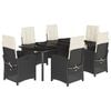 vidaXL Set de comedor de jard&iacute;n 7 pzas y cojines rat&aacute;n sint&eacute;tico negro