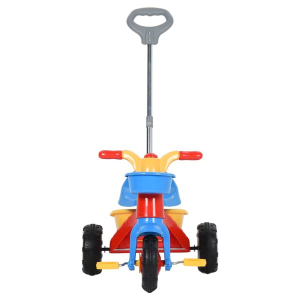 vidaXL Triciclo para ni&ntilde;os con mango para padres multicolor