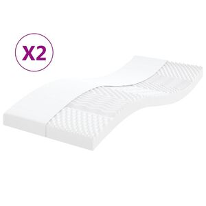 vidaXL Colchones de espuma 2 uds 7 zonas dureza 20ILD blanco 90x190 cm