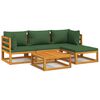 vidaXL Juego muebles de jard&iacute;n 5 piezas madera maciza y cojines verdes