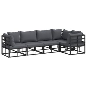 vidaXL Conjunto de sof&aacute;s de jard&iacute;n 5 uds. Negro Aluminio