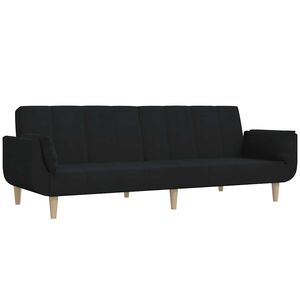 vidaXL Sof&aacute; cama de 2 plazas con dos almohadas tela negro