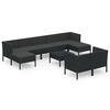 vidaXL Set muebles de jard&iacute;n 10 pzas y cojines rat&aacute;n sint&eacute;tico negro