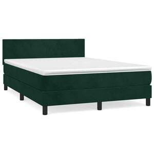 vidaXL Cama box spring con colch&oacute;n terciopelo verde oscuro 140x190 cm