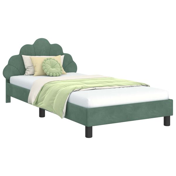 vidaXL Cama para niños con cabecero Verde Mar 80 x 200 cm Terciopelo