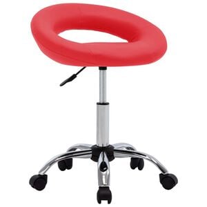 vidaXL Silla de trabajo con ruedas cuero sint&eacute;tico rojo