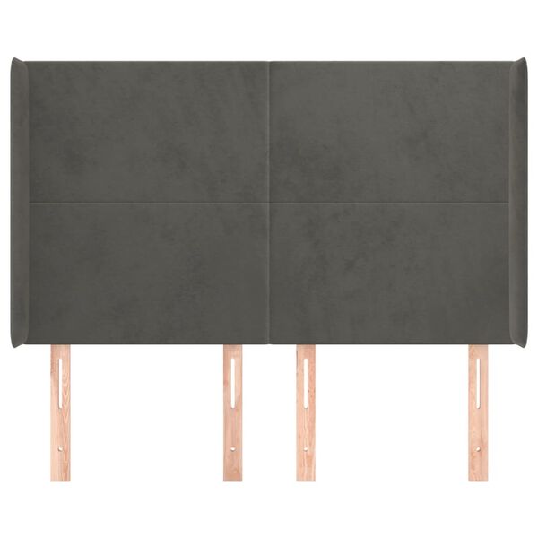 vidaXL Cabecero con orejas de terciopelo gris oscuro 147x16x118/128 cm