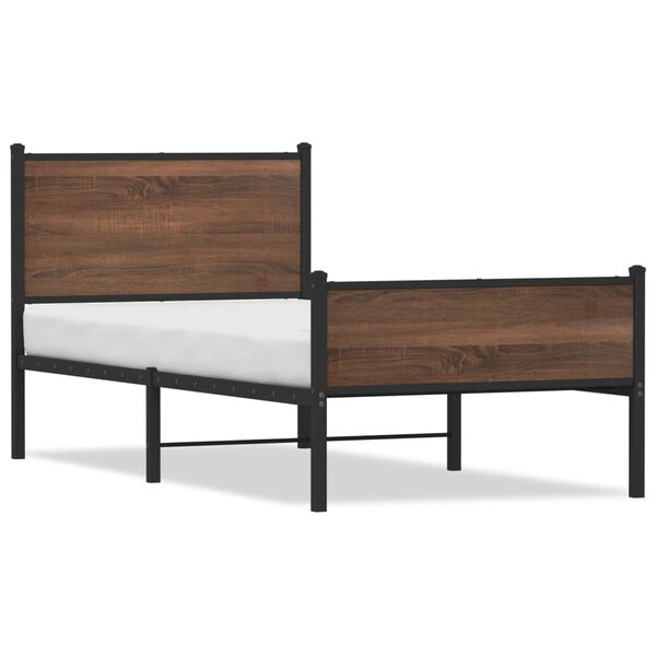 vidaXL Estructura de cama sin colchón metal marrón roble 90x190 cm