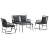 vidaXL Conjunto de Muebles de Jard&iacute;n con coj&iacute;n 4 pcs Negro y Antracita