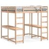 vidaXL Cama alta con escritorio y escalera madera maciza 160x200 cm