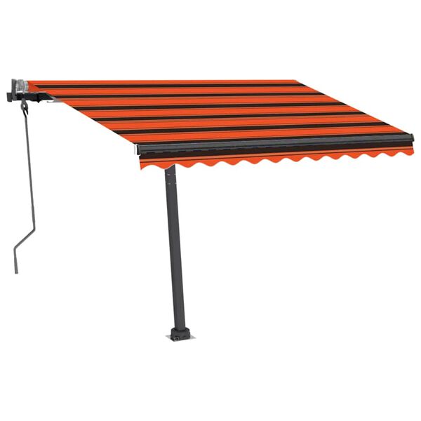 vidaXL Toldo manual retr&aacute;ctil con LED naranja y marr&oacute;n 300x250 cm
