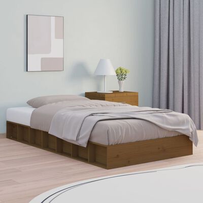 vidaXL Estructura de cama de madera maciza marrón miel 90x200 cm