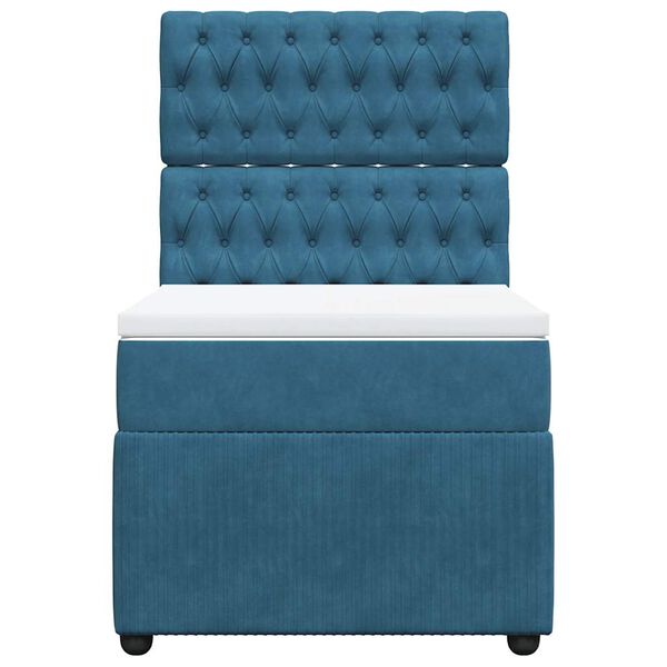 vidaXL Cama box spring con colch&oacute;n terciopelo azul oscuro 100x200 cm