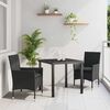 vidaXL Conjunto de Comedor de Jard&iacute;n 3 pcs Negro rat&aacute;n sint&eacute;tico